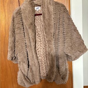 Jolt Plush Faux Fur Coat in Tan